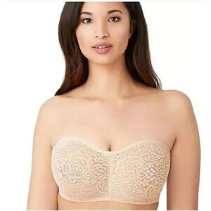 Wacoal Halo Lace Strapless Underwire Bra in Sand, Size 36D Style 854205